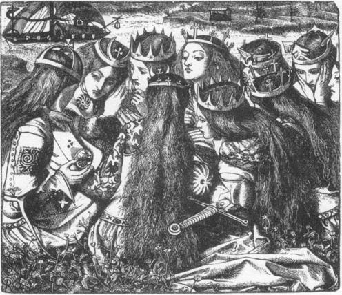 King Arthur and the Weeping Queens - Dante Gabriel Rossetti