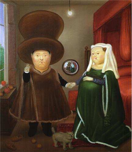 After the Arnolfini Van Eyck (2) - Fernando Botero