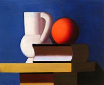 Still Life with White Jar, Orange and Book - Vilhelm Lundstrom