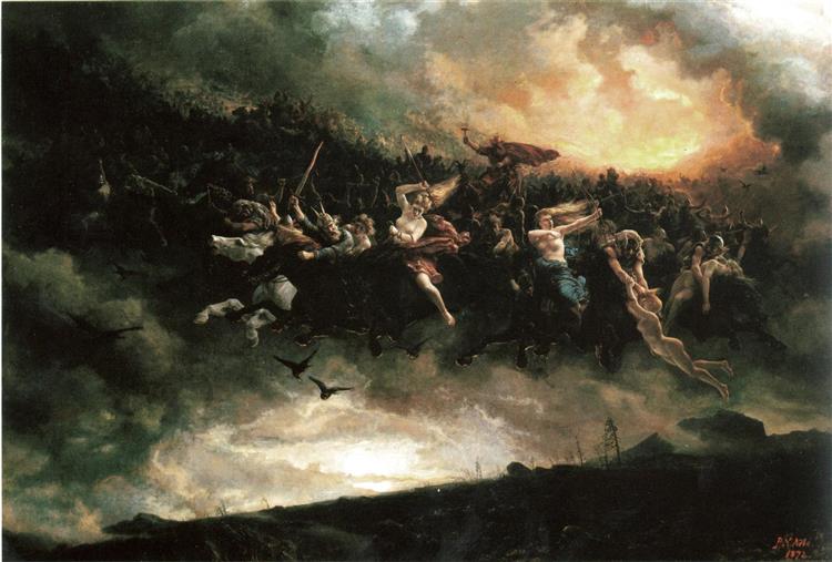 Asgårdsreien, a Norse version of Wild Hunt, 1872 - Петер Николай Арбо