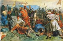 Saint Olav at the Battle of Stiklestad - Петер Николай Арбо