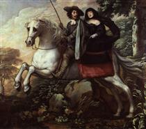 King Charles II and Jane Lane Riding to Bristol - Isaac Fuller