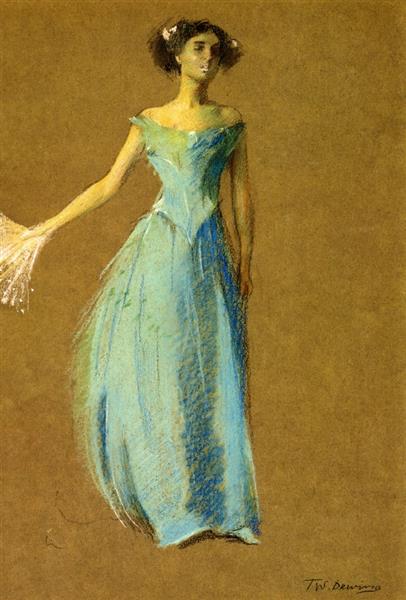 Lady in Blue, Portrait of Annie Lazarus, 1890 - Thomas Wilmer Dewing