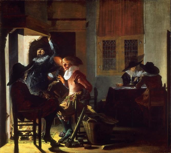 Soldiers Beside a Fireplace, 1632 - Дейстер Віллем Корнеліс