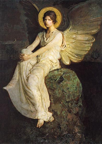 Winged Figure Seated Upon a Rock - Abbott Handerson Thayer