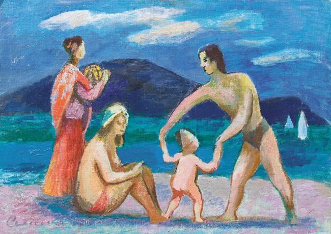Vacation Time Inspired by Art History: Roman Selsky, Family on Vacations, c. 1975, private collection. WikiArt.
