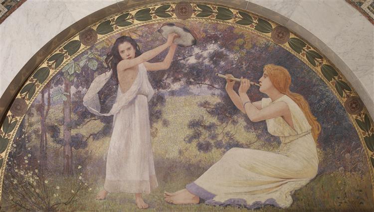 Recreation. Mural in Lunette from the Family and Education Series, 1896 - Charles Sprague Pearce