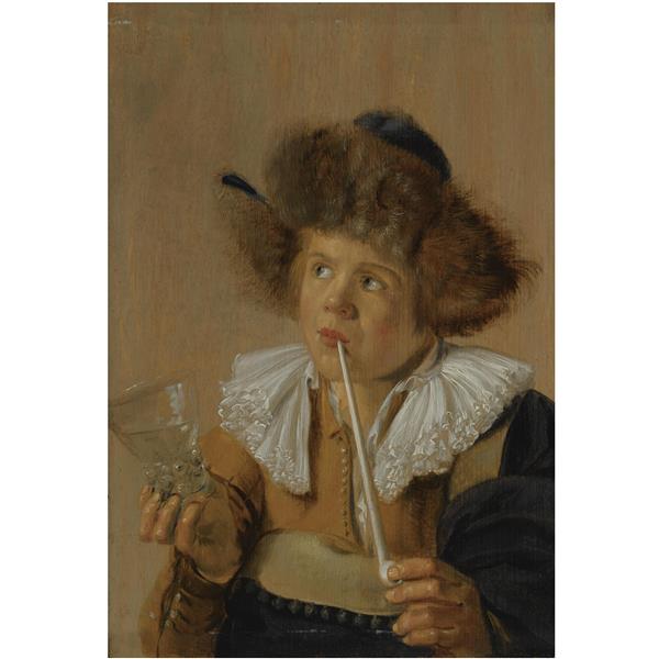 Boy Smoking a Pipe - One of the Five Senses Representing "taste", 1637 - Ян Минсе Моленар