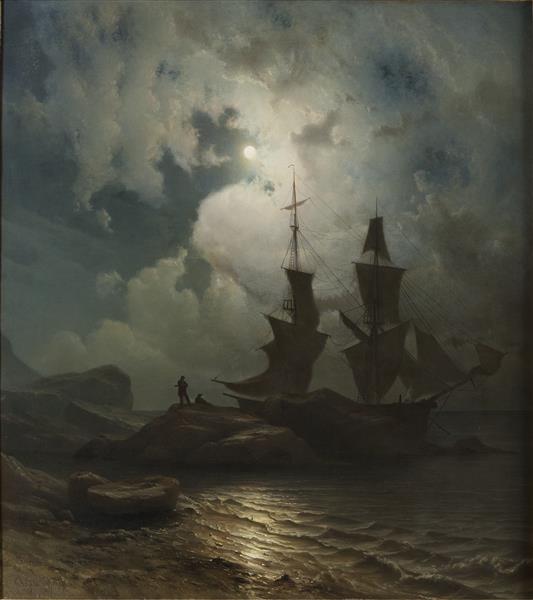 Moonlight on the Norwegian coast, 1857 - Knut Baade