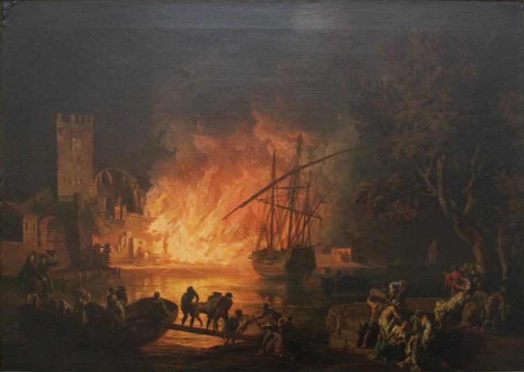 Fire on the Tiber - Claude Joseph Vernet