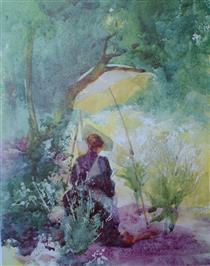 A Woman Sketching In A Glade - Mildred Anne Butler