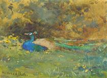 Peacock in a Garden - Mildred Anne Butler