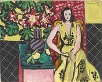 Сидяча жінка з вазою з амарилісом - Анрі Матісс