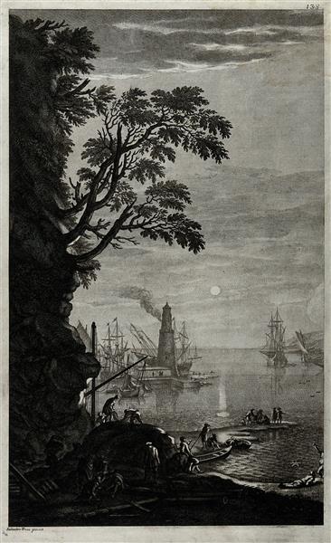 A Harbour in the Evening with Men Working in the Foreground - Сальватор Роза