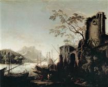 Marine Landscape with Towers - Сальватор Роза