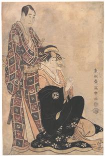 Sagawa Kikunojo III as the Courtesan Katsuragi,and Sawamura Sojuro - 東洲齋寫樂