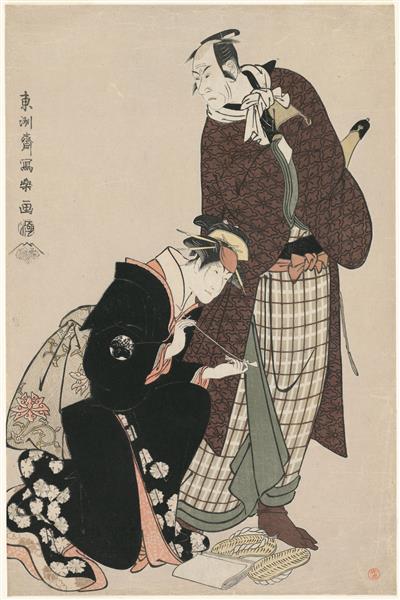 Kabuki Actors Matsumoto Kōshirō IV as Ninokuchimura Magoemon, and Nakayama Tomisaburō as Umegawa, 1794 - Tōshūsai Sharaku
