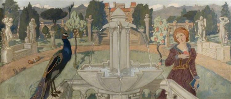 Peacocks and Fountain (decorative Panel), 1905 - John Duncan