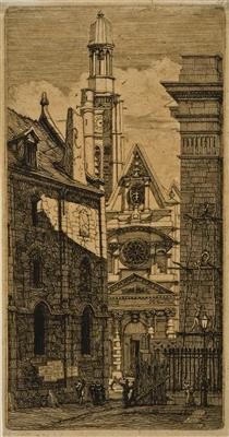 St. Etienne-du-mont, Paris, from Eaux-fortes Sur Paris (etchings of Paris) - Charles Meryon