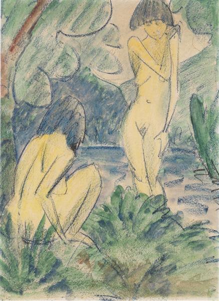 Zwei Badende Mädchen, 1925 - Otto Mueller