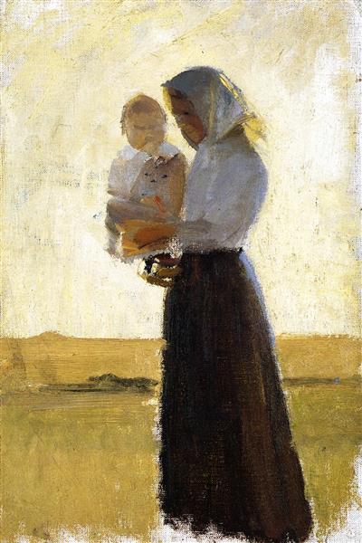 Young Woman with Her Child on Her Arm, 1900 - 1905 - Anna Ancher