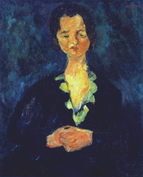 Portrait of a Woman on a Blue Background, 1927 - 1928 - Хайм Сутін