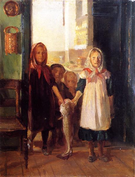 Little Girls with a Cod - Anna Ancher