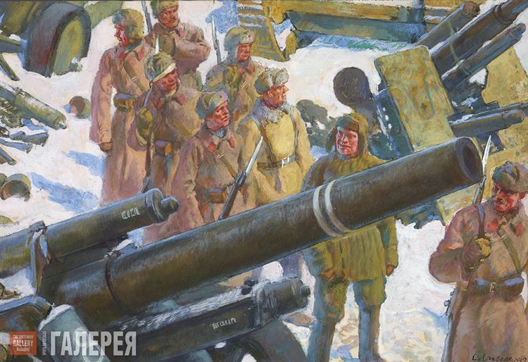 Soldiers near Captured Weapons, 1942 - Jewgeni Jewgenjewitsch Lansere