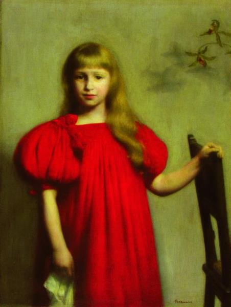 Portrait of a Girl in a Red Dress (józefa Oderfeldówna), 1897 - Юзеф Панкевич