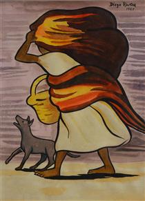 Cargadora Con Perro - Diego Rivera