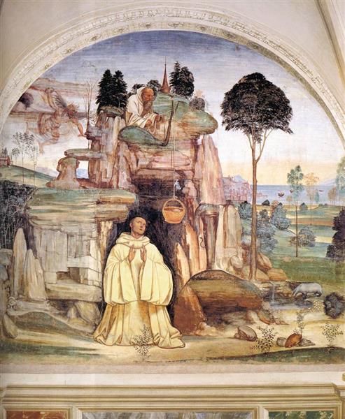 Life of St Benedict, Scene 5. The Devil Destroys the Little Bell, 1505 - 1508 - Le Sodoma