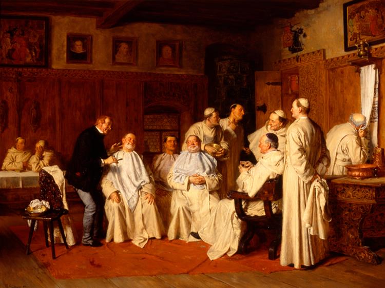 Shaving Day at the Monastery, 1887 - Eduard von Grützner