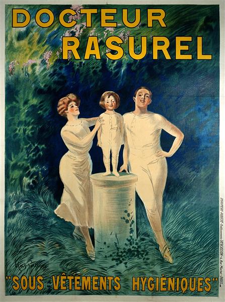 A Family Demonstrating Underclothes Sold by "docteur Rasurel - Leonetto Cappiello