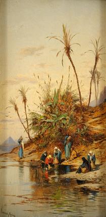 Water fetchers at Giza - Hermann David Salomon Corrodi