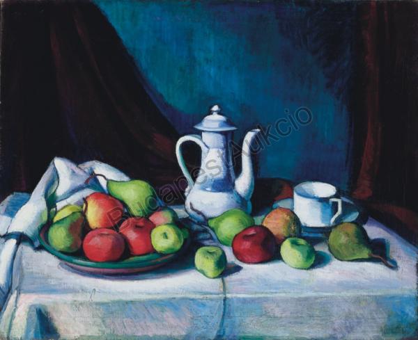 Still Life with White Kettle and Fruits - Kmetty János
