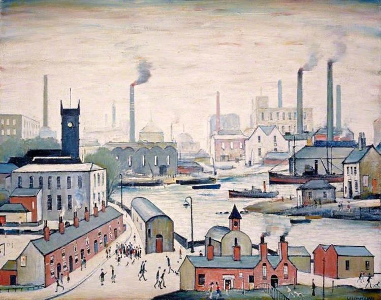 Canal and Factories, 1955 - L. S. Lowry