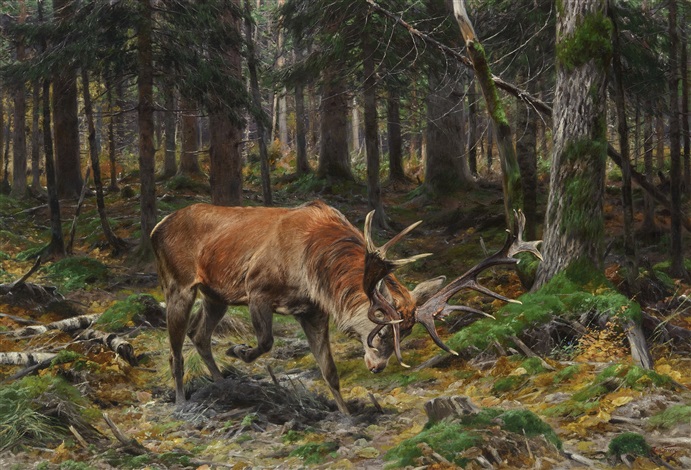 Deer in a Forest Glade, 1912 - Рихард Фризе