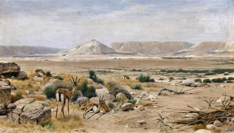 South African Landscape with Springboks - Richard Friese