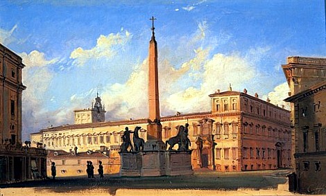 The square of Monte Cavallo (Now called ''Piazza del Quirinale''), 1847 - Ippolito Caffi