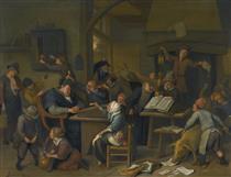A Riotous Schoolroom with a Snoozing Schoolmaster - 揚·斯特恩
