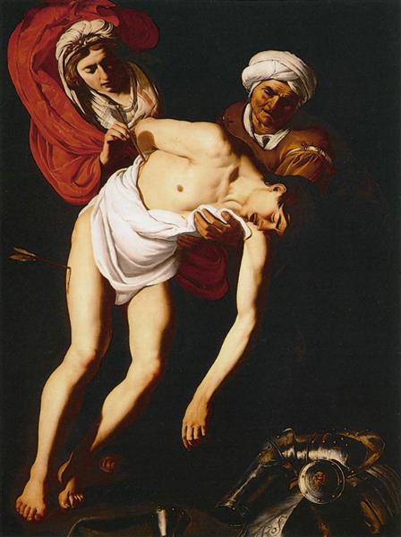 St Sebastian Attended by St Irene and Her Maid, 1615 - Дірк ван Бабюрен