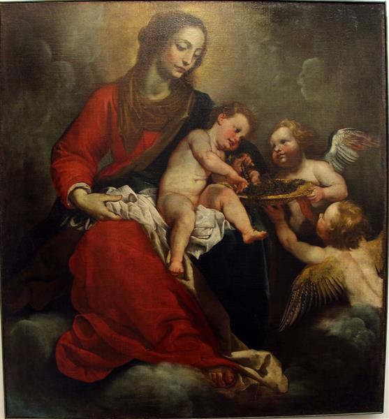 madonna col bambino e due angeli - Domenico Fiasella