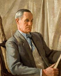Portrait of a Man Studying a Painting - Algernon Talmage