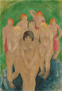 Group of Nude Women Bathers - Harry Phelan Gibb