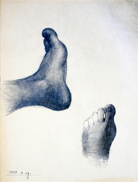 Studying my own foot, 1995 - Alfred Freddy Krupa