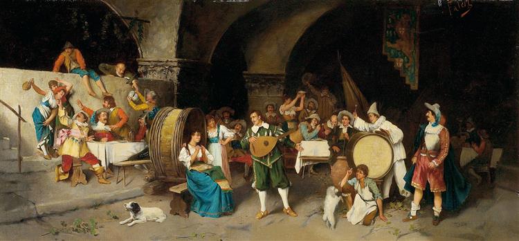 The Party at the Tavern, 1880 - Луис Рикардо Фалеро