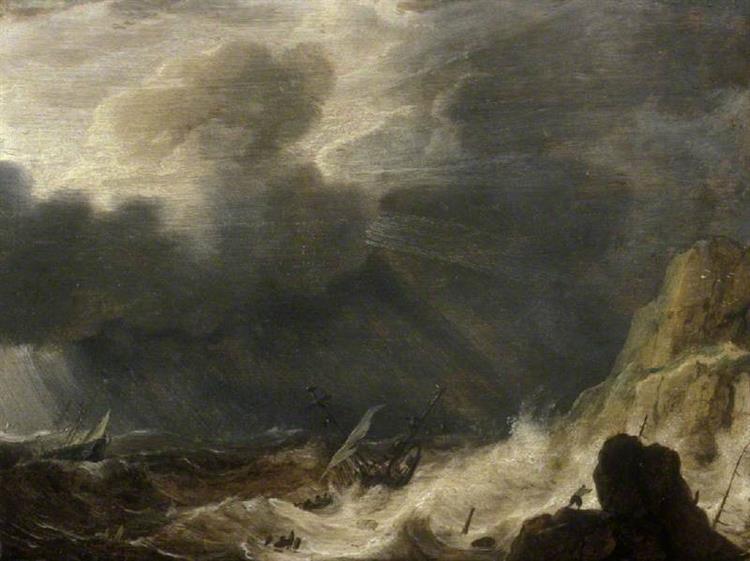 Storm with a Wreck, 1635 - Simon de Vlieger