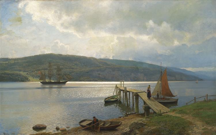 Kaien På Feste I Nær Mossthe Jetty at Feste near Moss, 1898 - Ханс Фредрік Гуде