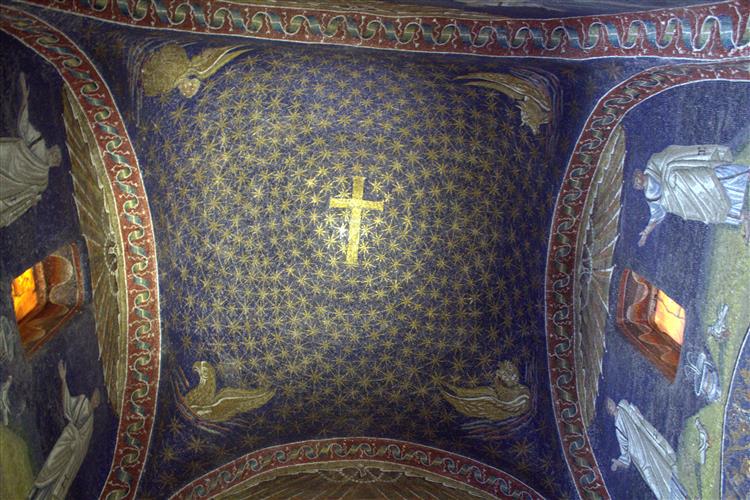 Soffitto Del Mausoleo Di Galla Placidia, c.425 - Byzantine Mosaics