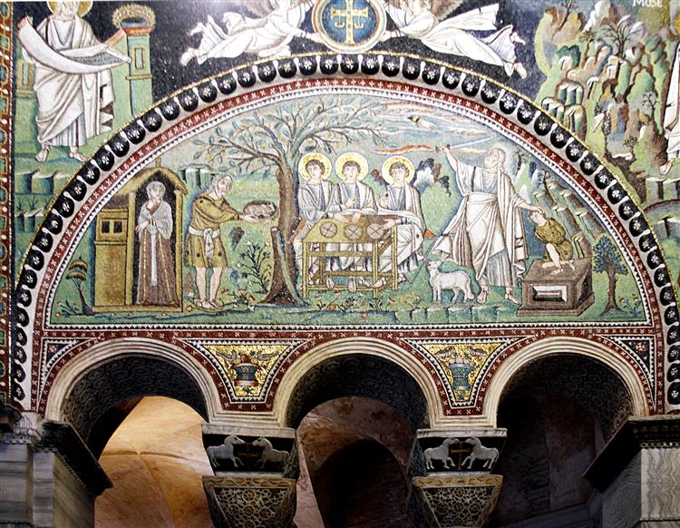 Mosaic of the Hospitality and Sacrifice of Abraham, c.547 - Byzantine Mosaics